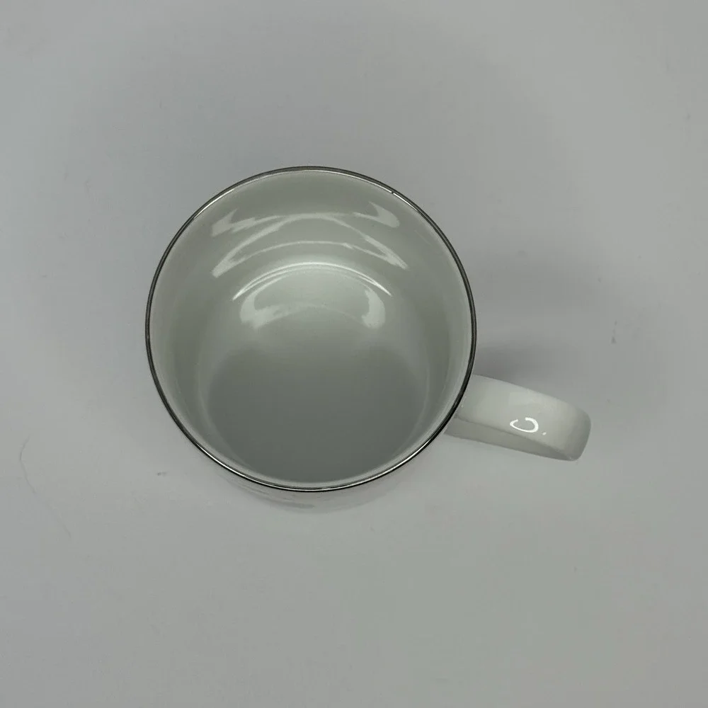 Pottery Barn Reindeer Mugs 12 Oz Silver Trim Lot Of 3 Donner Comet Cupid